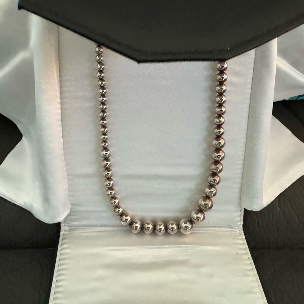 Sterling Silver Bead Necklace - Picture 5 of 6